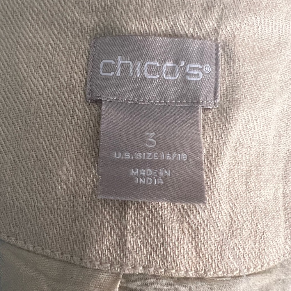 Chico's 3 Linen Cream Embroidered Bohemian Design 3/4 Sleeve Jacket Blazer NWT - Picture 7 of 13